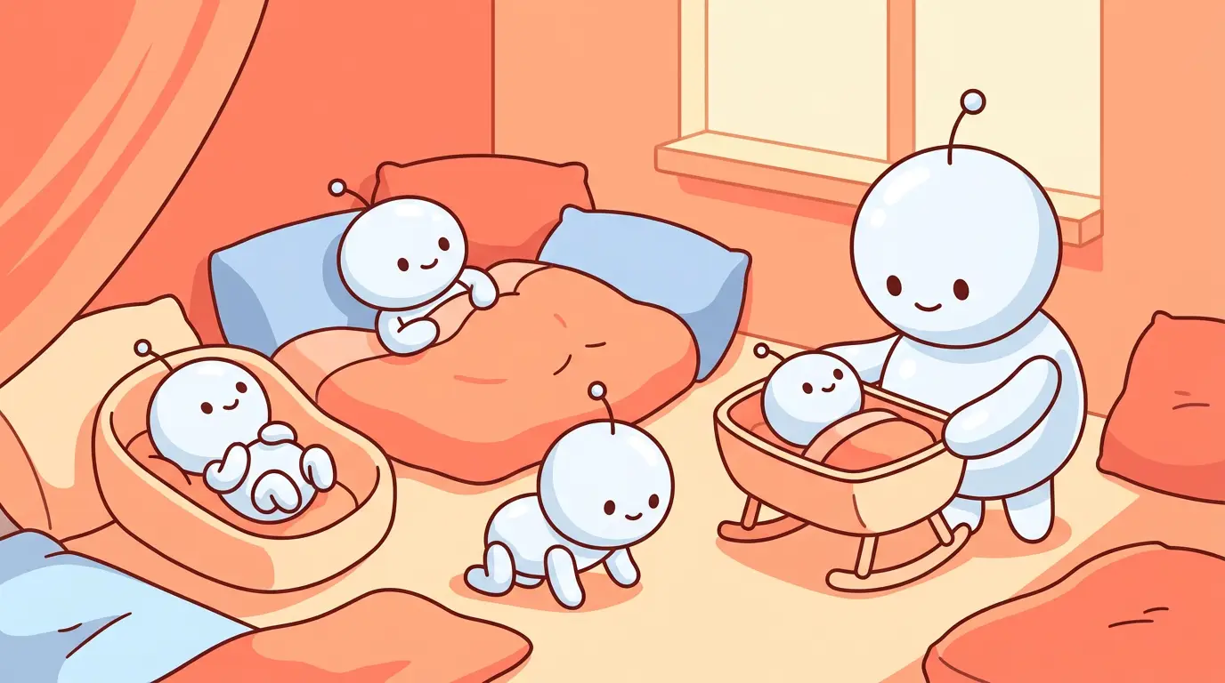 Several small HeyDental robots in a nursery class.